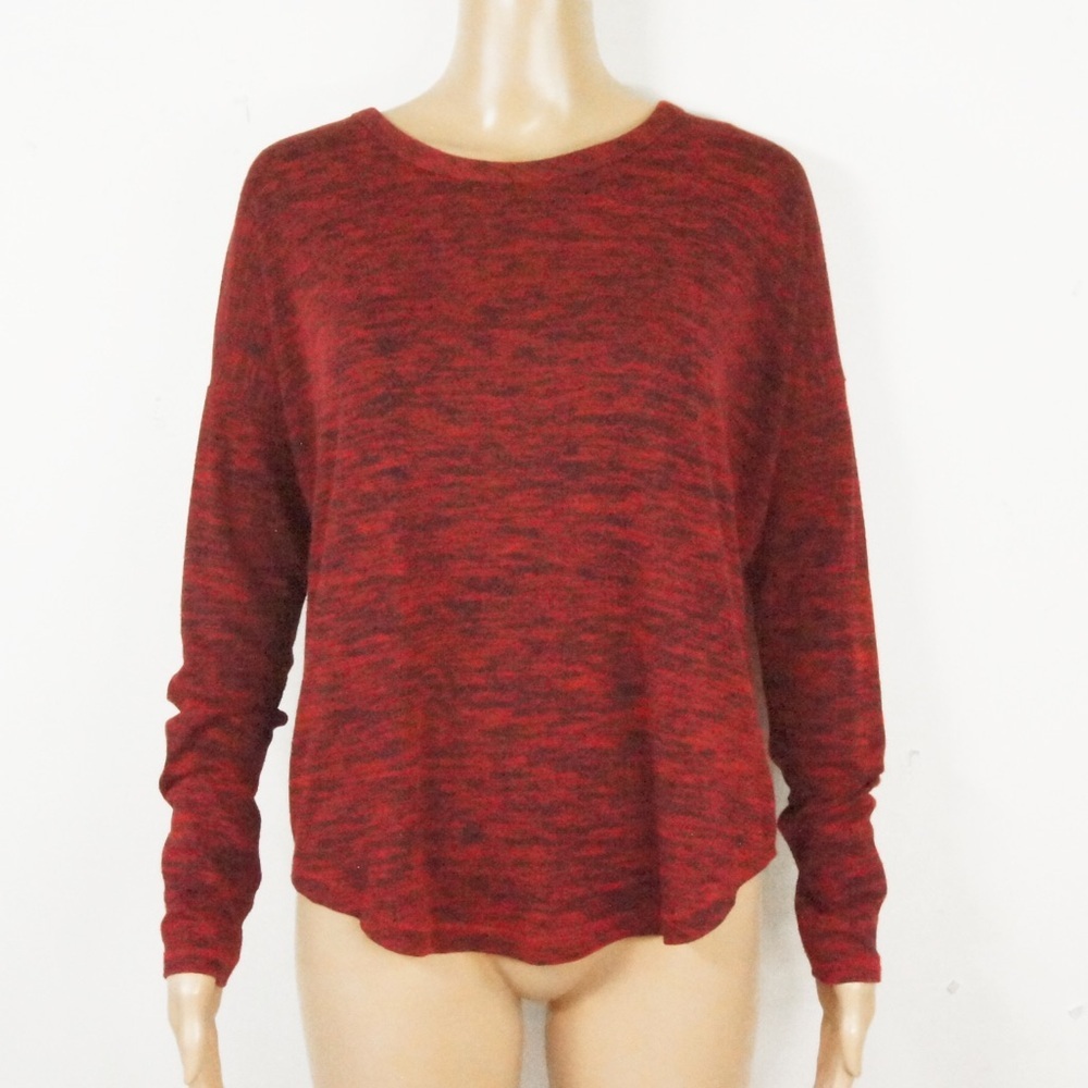 Rag & Bone Red Black Speckle Long Sleeve Pullover Sweater Top